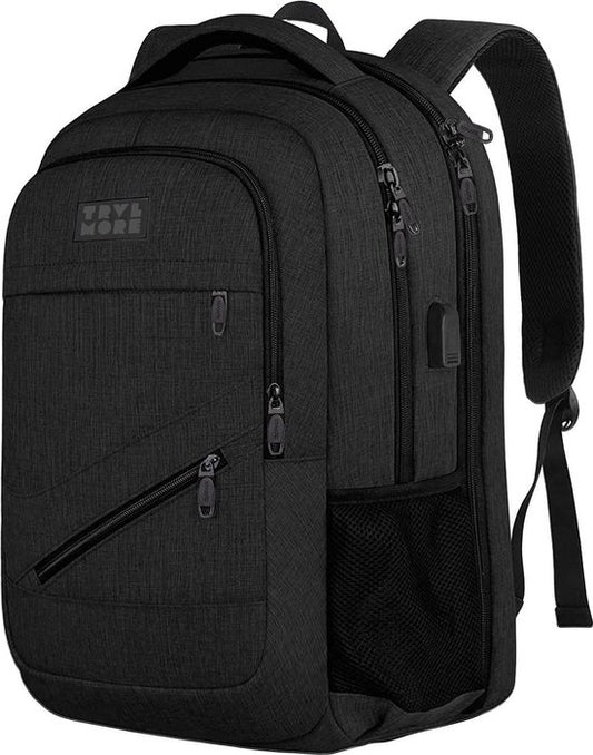 TRVLMORE Rucksack - 28L - 15.6 Zoll - Laptop-Rucksack - Schultasche - Unisex - Spritzwassergeschützt Schwarz