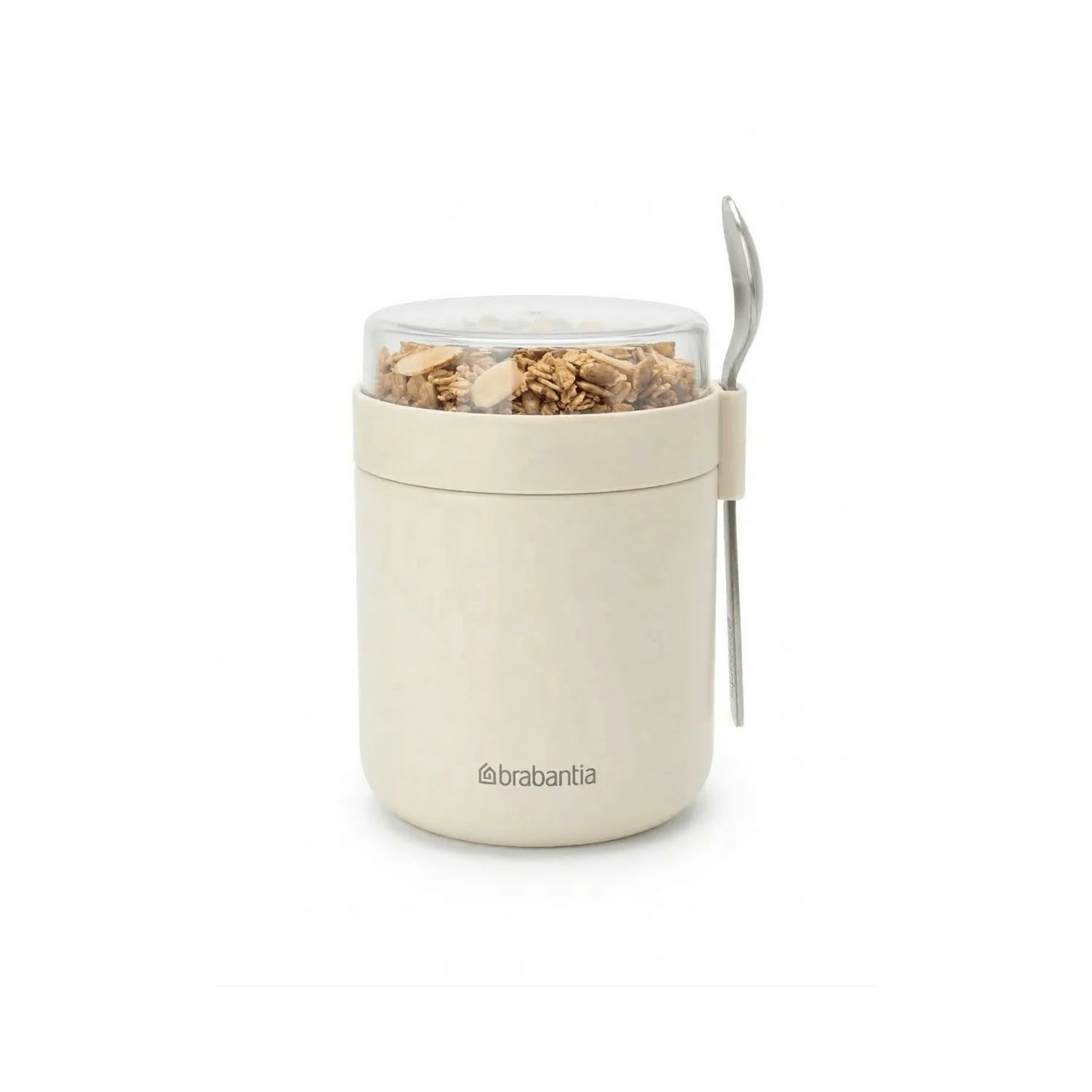 Brabantia Lebensmittelbecher 500 ml inklusive Löffel, auslaufsicher, Soft Beige