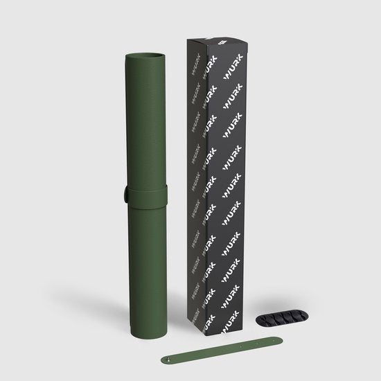 WURK - Professionelle Schreibtischunterlage aus Kunstleder - Schreibtischzubehör - Mauspad XXL- Mit Kabelclip - 90x45 - Dunkelgrün
