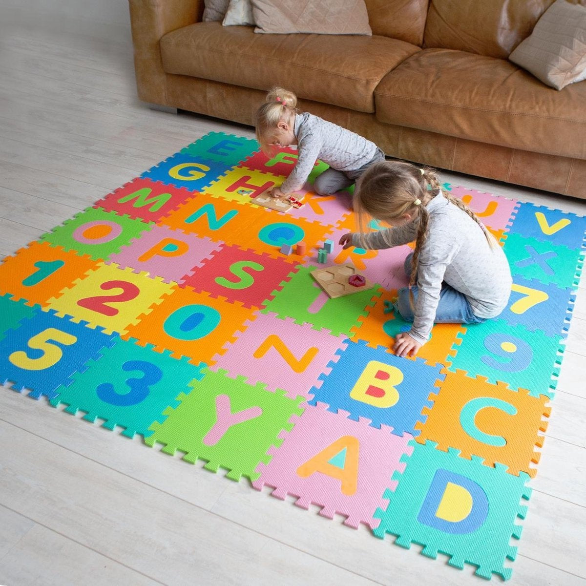 LifeGoods Spielmatte XL - Multicolour - 36-teiliges Puzzle - 180x180 cm