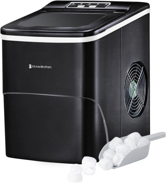 KitchenBrothers Eiswürfelbereiter - 2 Liter - mit Eisportionierer - Schwarz