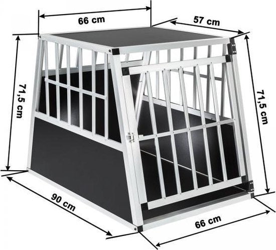 tectake Hundetransportbox - 90 x 66 x 69,5 cm - Schwarz/Silber