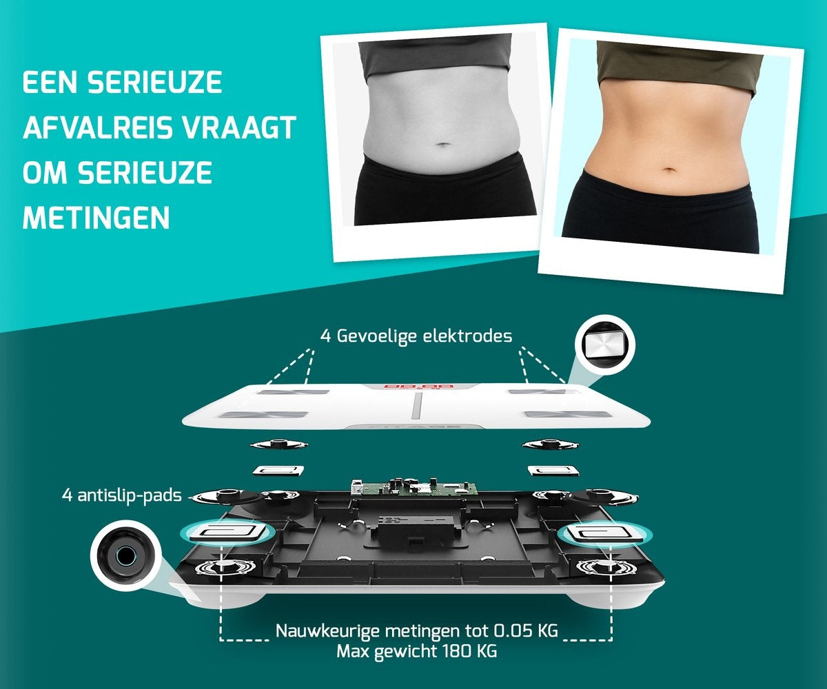 FITAGE Smart Scale mit 17-facher Körperanalyse - FITAGE App - Schwarz