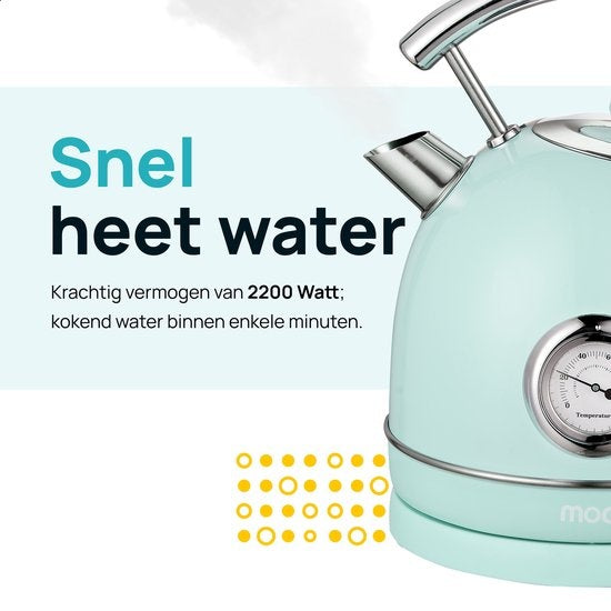 MOA Retro-Wasserkocher - Pastellgrün - Mintgrün - Elektrisch - Edelstahl - EK4TG