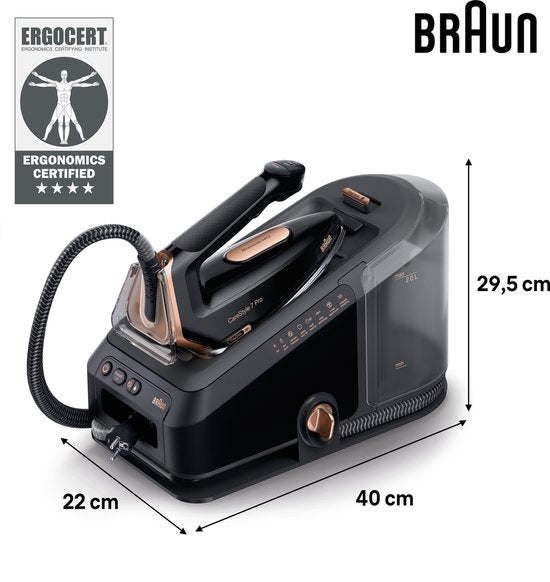 Braun CareStyle 7 Pro IS7286BK – Dampfbügelstation – Automatische Einstellungen – Halbiert die Bügelzeit – Schwarz