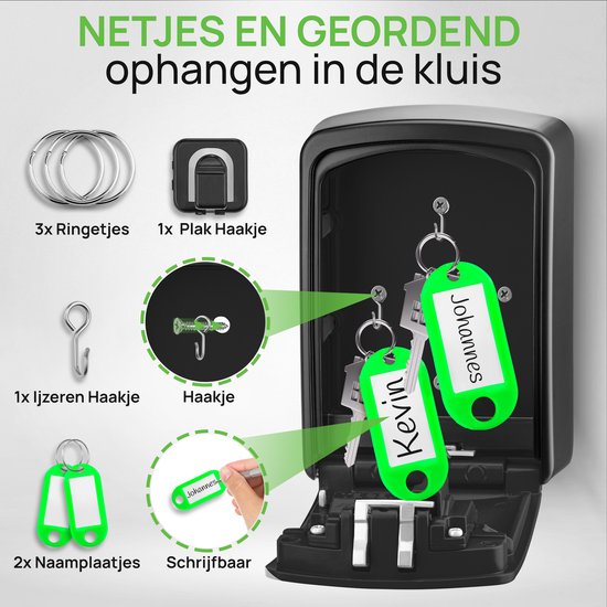 Happy Goods Schlüsselkasten mit Zahlenschloss XL - Schlüsselkasten Schwarz - ca. 25 Schlüssel - Wasserdicht - Schlüsseltresor - Schlüsselkasten Outdoor mit Code - Schlüsselkästen