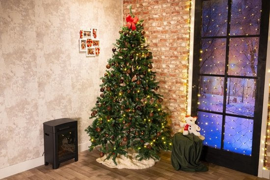 Weihnachtsgeschenke Künstlicher Weihnachtsbaum - Fichte mit Tannenzapfen - Weihnachtsdekoration für drinnen - 1024 Wipfel - 210 cm - Grün