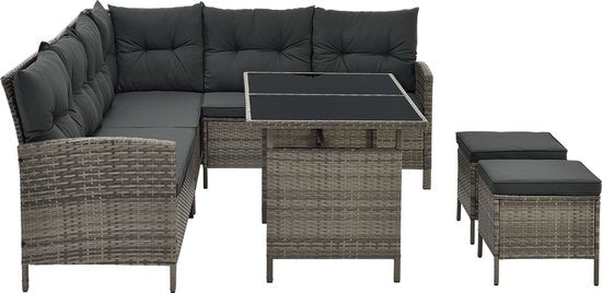 Sitzgarnitur aus Polyrotan - Manacor - Grau