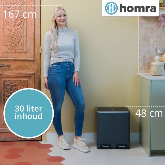 Homra BLINQ Abfalltrennbehälter mit 2 Fächern - 2 x 15 L