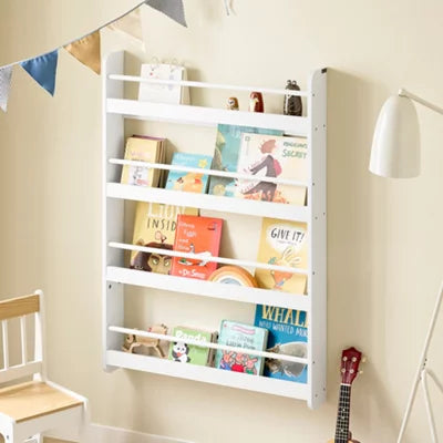SoBuy Kinderbücherschrank – 4 Einlegeböden – 80 x 12 x 118 cm – Weiß