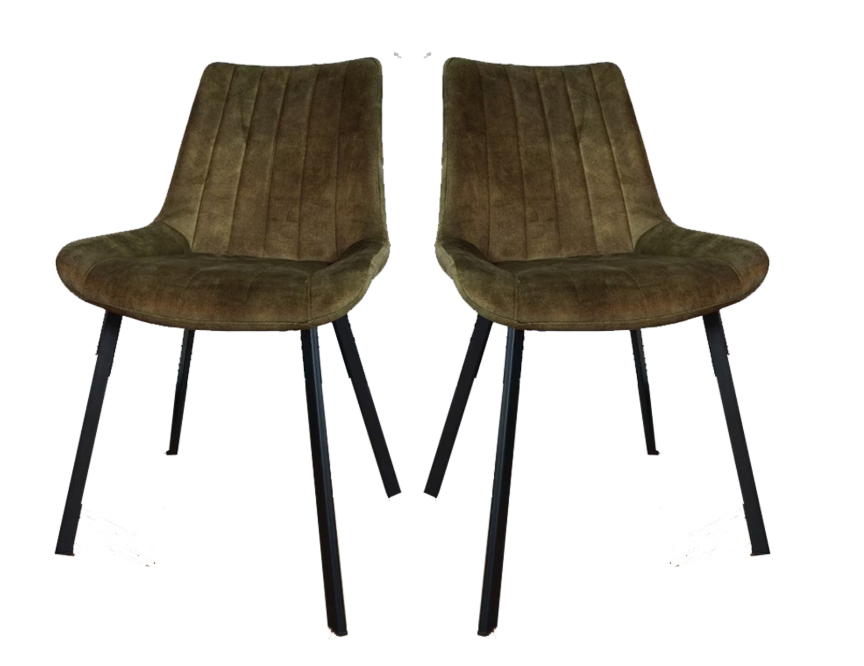 Furniture31 Riva Esszimmerstühle - Duopack - Luxe Velvet - Metallgestell - Grün