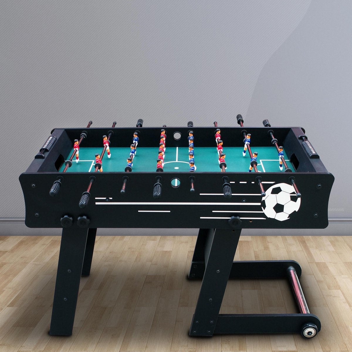 Cougar Scorpion Kickertisch klappbar in Schwarz - Kickertisch inkl. 2 Bälle und Punktezähler - Indoor Kickertisch 126x61x80cm