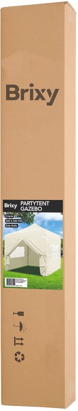 Brixy Partyzelt - faltbar - einfacher Aufbau - 3x3m - wasserdicht - Pavillon mit Seitenwänden - inkl. Tragetasche - Creme