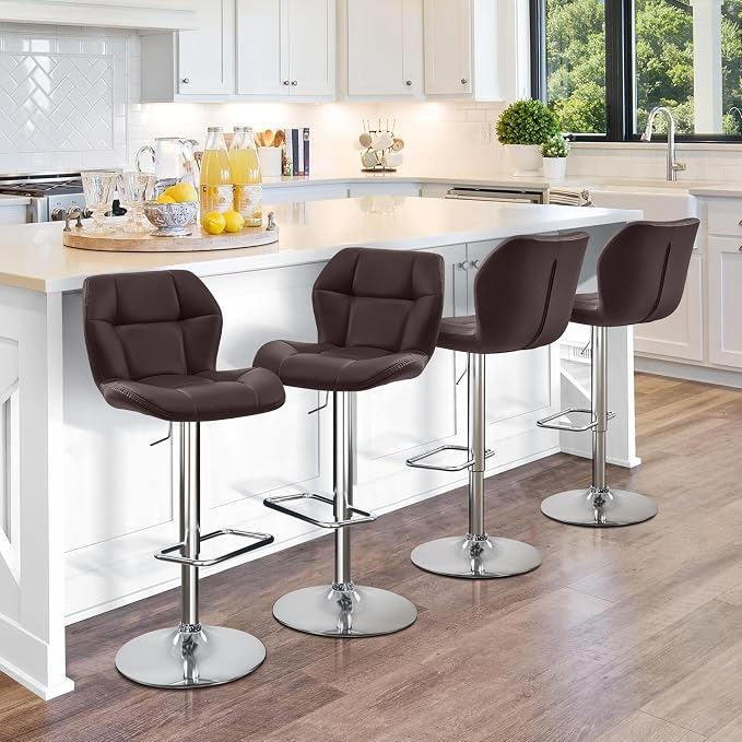 Yaheetech Barhocker – 2er-Set – Höhenverstellbar 62,5–84,5 cm – Um 360° drehbar – Braun
