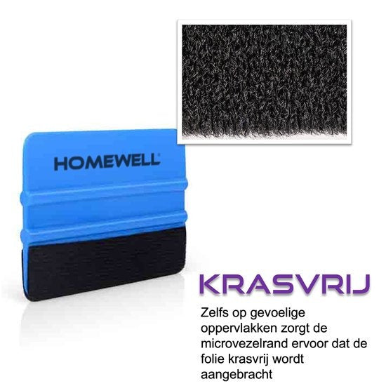 HomewellÂ¬Ã† Rakel met vilt - Rubberen Squeegee - (voor raamfolie, carwrap, plakfolie, keuken wrappen) 10x7,5cm