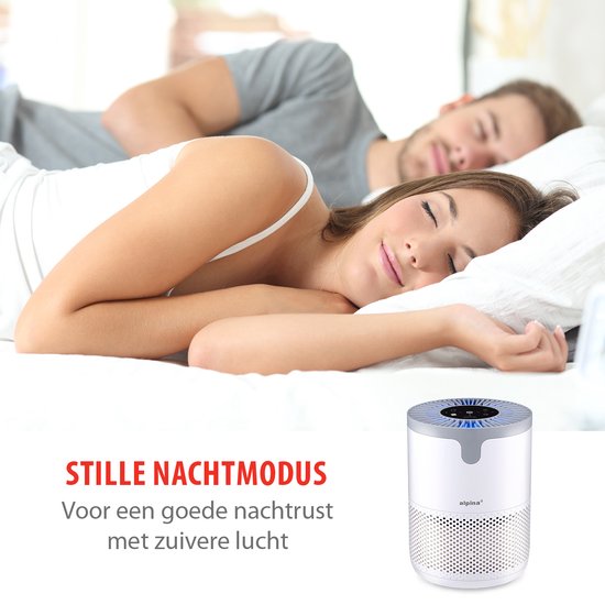 alpina Luftreiniger mit HEPA-Filter H13 – Luftreiniger mit Ionisator für Räume von 5–10 m² – Luftreiniger 60 m³/h – Luftreiniger mit 3 Geschwindigkeitsstufen – 230 V/12 W – Weiß