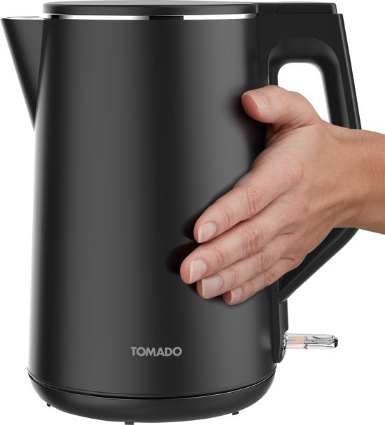 Tomado TWK1708B - Wasserkocher - 1,7 Liter - Doppelwandig - 2200 Watt - BPA-frei - Mattschwarz