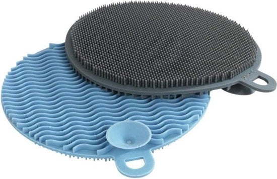 Wenko Schwamm 12 cm, Silikon, blau/grau, 2 Stück