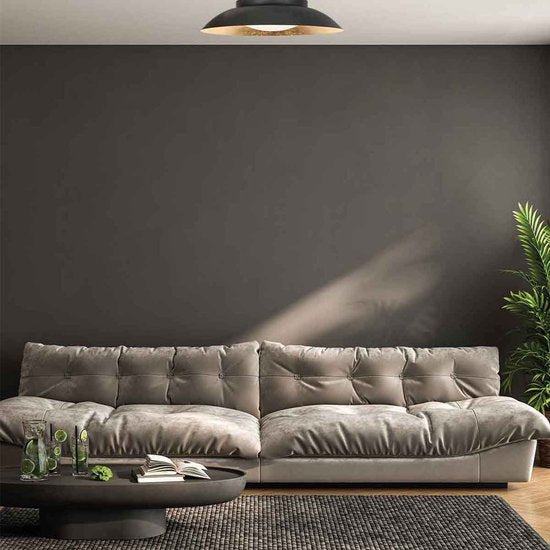 Deckenleuchte, schwarz mit goldenen Details, 3-stufig dimmbar, Kunststoff und Metall – Brotke 4127ZW – Steinhauer