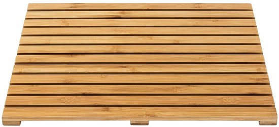 WENKO Duschmatte 50 x 50 cm Bambus – FSC-zertifiziertes Holz – Badematte für drinnen und draußen – Duschmatte