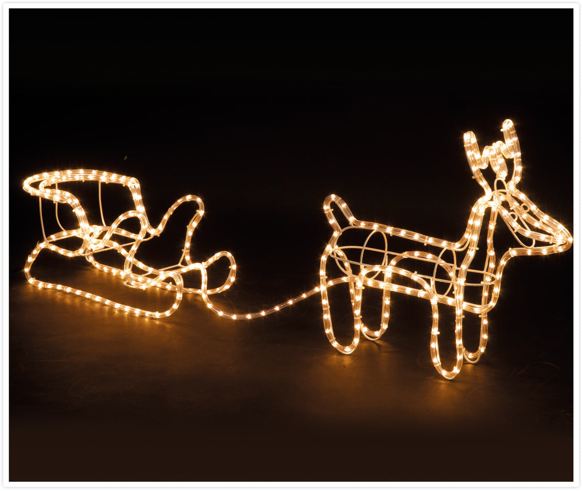 Generische Weihnachtsbeleuchtung Rentier mit Schlitten - Warmweiß