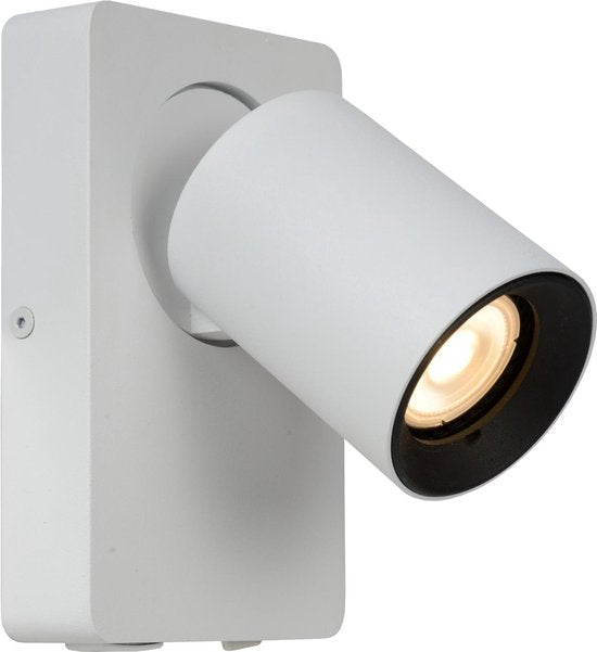 Lucide NIGEL – Nachttischlampe / Wandleuchte – LED „Dim to warm“ – CCT – GU10 – 1x5 W 2200 K/3000 K – Mit USB-Ladeanschluss – Weiß