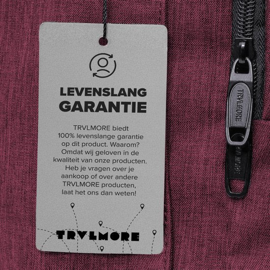 TRVLMORE Rucksack mit Lifetime - Rucksack mit 15.6 Zoll Laptopfach - Schultasche - spritzwassergeschützt - Männer und Frauen - Jungen und Mädchen - 25L - Burgunderrot