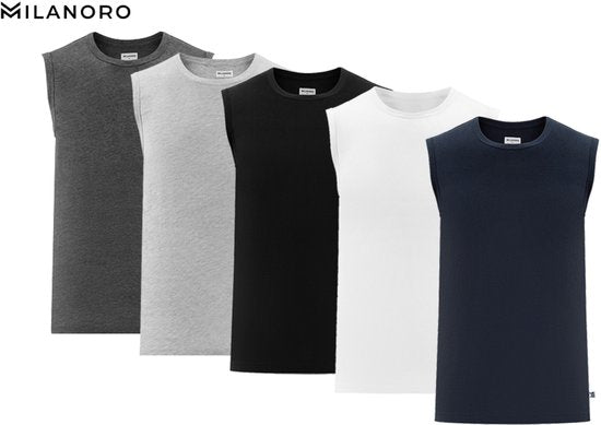 Milanoro - M - Ärmelloses T-Shirt - Hellgrau