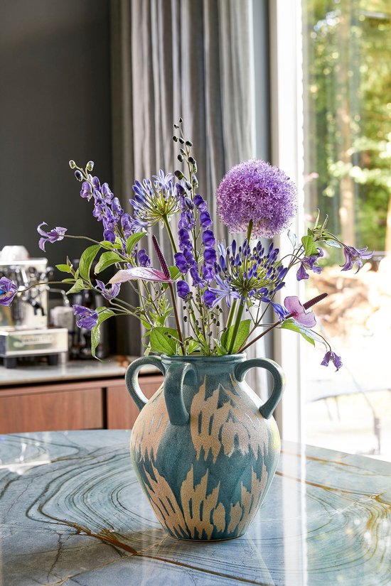 Mica Decorations Caldo Vase - L25 x B24 x H30 cm - Keramik - Dunkelblau