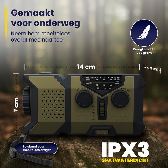 ODESSEY Notfall-Radio Solar Aufrollbar - 2000 mAh Powerbank - Taschenlampe - Tragbares Radio - Notfall-Kit