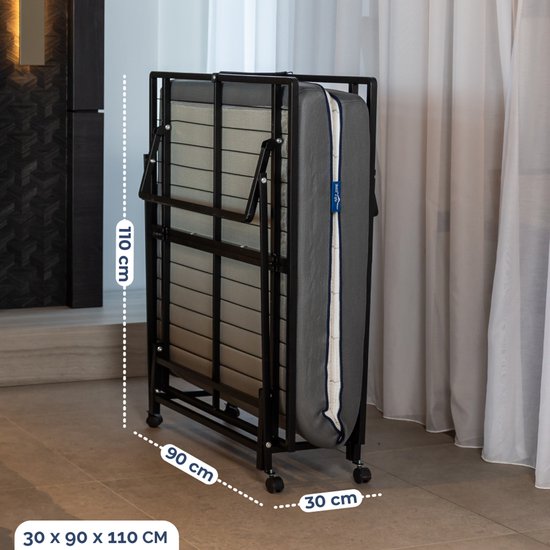 Best Life Klappbett 90 x 200 – Klappbares Gästebett – Klappbett mit Matratze – Einzelbett – Faltbett – inkl. Aufbewahrungshülle
