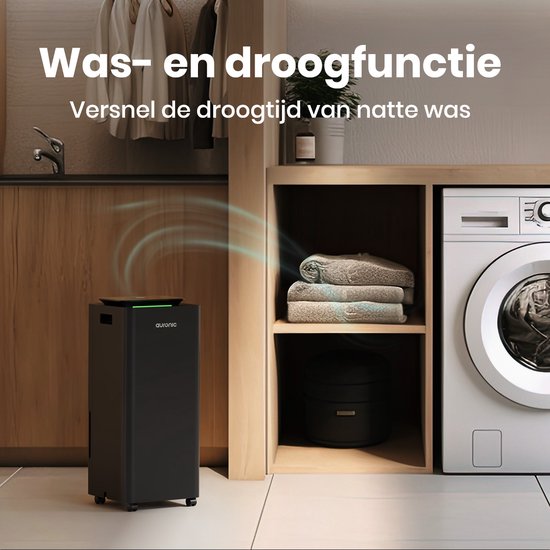 Auronic Luftentfeuchter und Luftreiniger - Pro Series - 20L pro Tag - Waschtrockenfunktion - Schlafzimmer, Badezimmer und Wohnzimmer - Feuchtigkeitsfresser für den Haushalt - Schwarz
