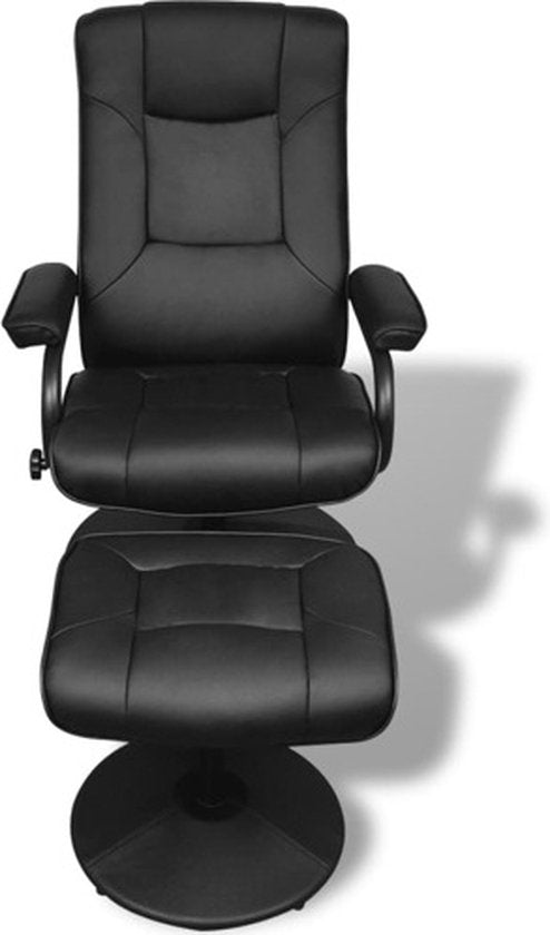vidaXL – TV-Sessel – mit – Fußhocker – Kunstleder – schwarz