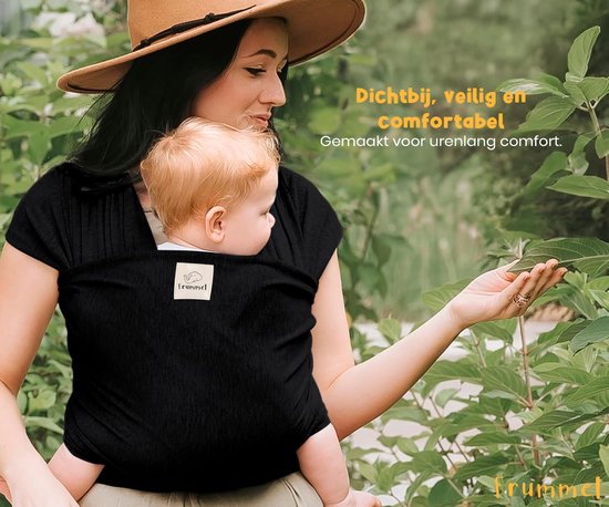 Frummel Baby Carrier Black - Baby Wrap - Babytrage - Tragetuch gewebt - Baby 0-36 Monate - Neugeborenes