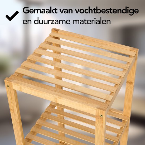 Brixy Badezimmerregal - Badezimmermöbel - 5-Schicht - 141x33x33cm - Badezimmerschrank - Bambus