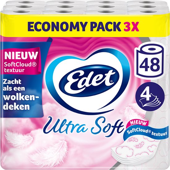 Edet Ultra Soft Toilettenpapier - 4-lagig - 48 Rollen - Vorteilspackung