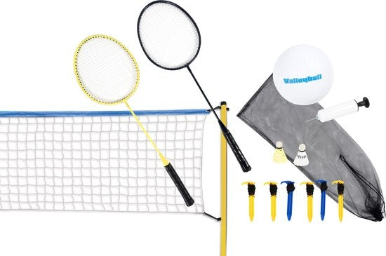 Scatch Volleyball- und Badminton-Set - mit Netz, Schlägern, Shuttles und Ball - Tragetasche - 310 x 168 cm