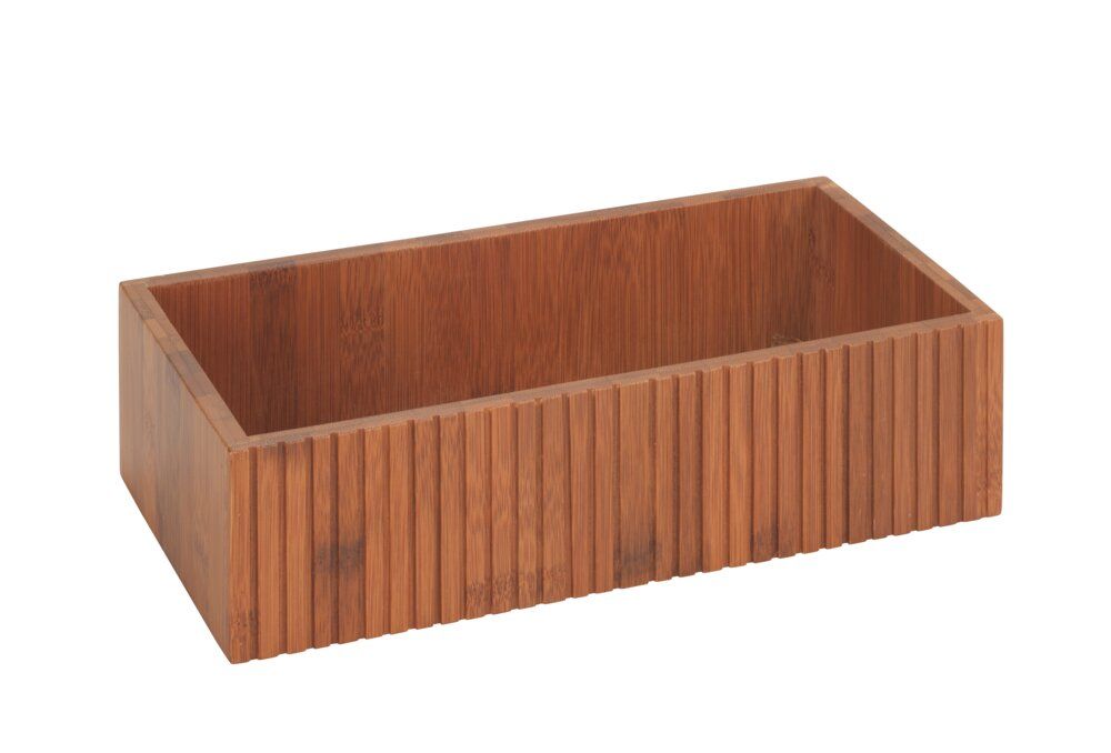 WENKO Mera Aufbewahrungsbox aus geräuchertem Bambus – 30 x 15 x 8 cm – gerilltes Design