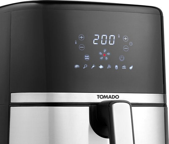 Tomado TAF5401S - Airfryer - 5,4 Liter Fassungsvermögen - Heißluftfritteuse - Digitales Display - 800 Gramm Pommes frites - Schwarz/RVS