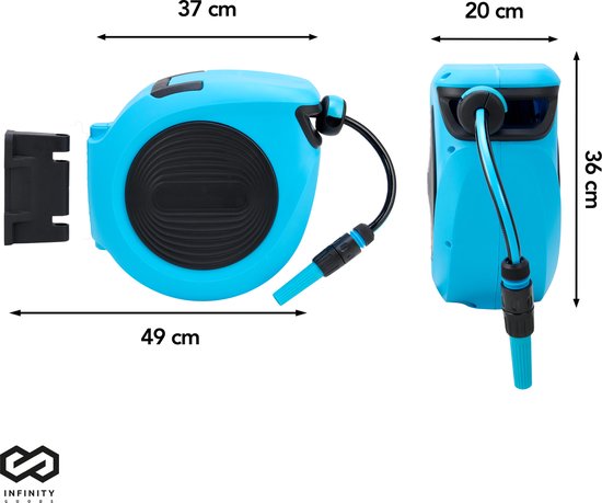 Infinity Goods Wandslangbox - 20 Meter - Slanghouder - Tuinslang Met Haspel - 180Â° Draaibaar - Automatisch - Slanghaspel