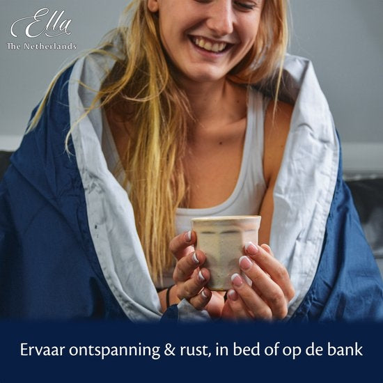EL Life Wiegedecke Baumwolle 7 kg 135x200 cm - Bundle mit Bezug - Wiegedecke inkl. grau-blauem Bio-Baumwollbezug