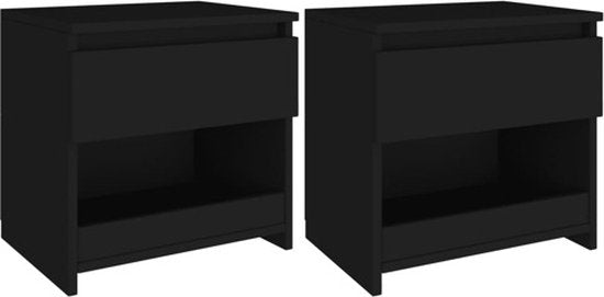 vidaXL – Nachttische – 2er-Set – 40 x 30 x 39 cm – bearbeitet – Holz – schwarz