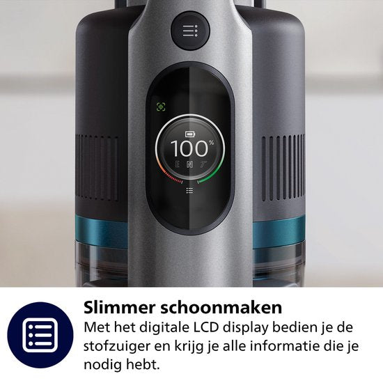 Philips Staubsauger mit Wischfunktion XC8055/01 Aqua Plus – kabellos und beutellos – Saugdüse mit LED-Beleuchtung – Handstaubsauger – Akkulaufzeit bis zu 80 Minuten – leicht – blau