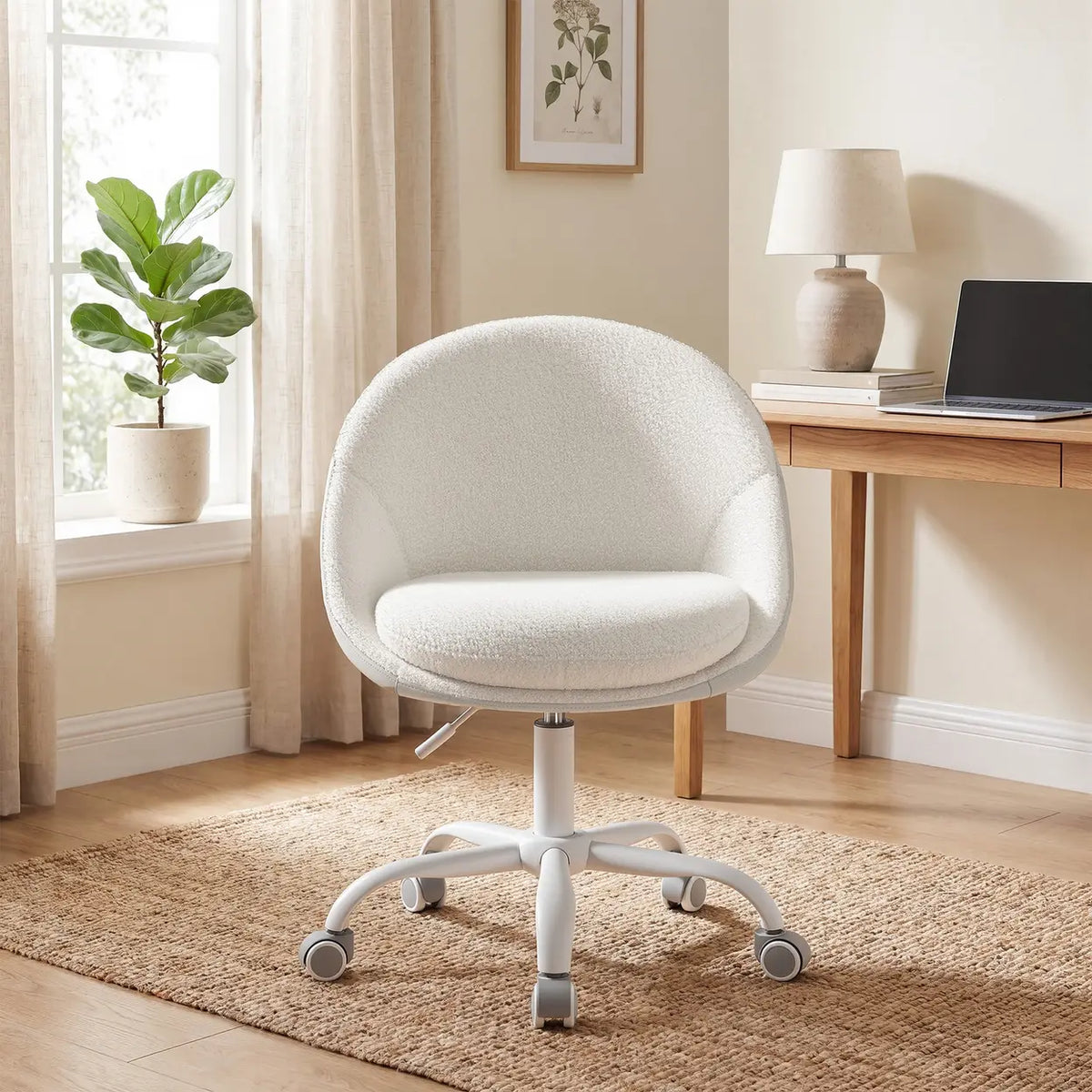 JOYFURNOS Sherpa Bürostuhl – höhenverstellbar – Beige/Weiß