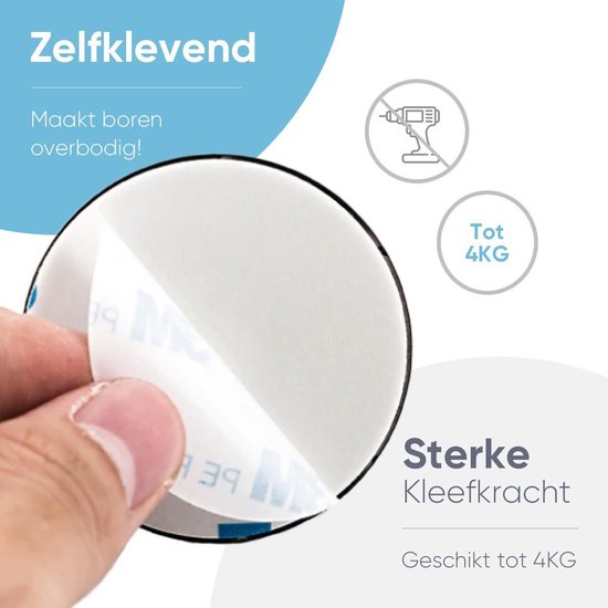 Trendfield Haken Selbstklebend - Handtuchhaken - 4 runde selbstklebende Haken - Hängehaken - Wandhaken - Klebehaken Handtuch - Handtuchhalter - Hängehaken - Schwarz