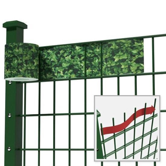 tectake Sichtschutzfolie für Zaun/Gartenzaun - 70 Meter - 19 cm hoch - Buchsbaum - 401882