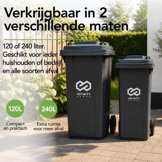 Infinity Goods Kliko 240 l – Abfallbehälter – Rollcontainer – Mini-Behälter aus Kunststoff – mit Rädern – grau