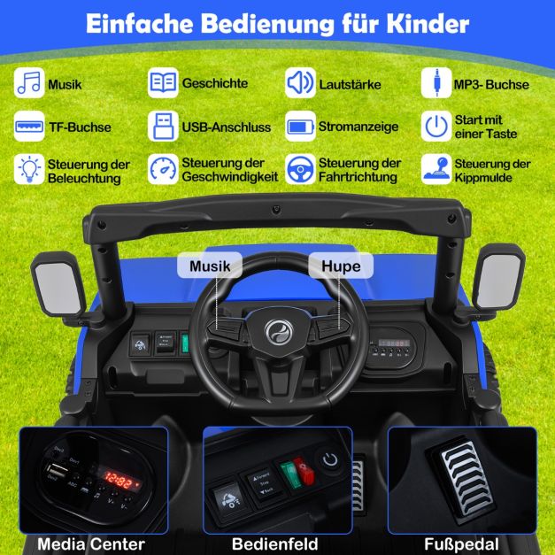 Coast Electric Child Car 12V - Kippauto mit Fernbedienung 106 x 60 x 59 cm - Dunkelblau