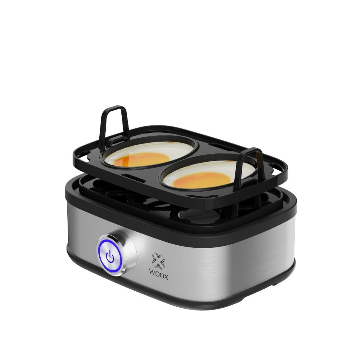 WOOX Elektrischer Eierkocher – 6 Eier – 300 W – Automatische Abschaltung – Mit Messbecher – Edelstahl