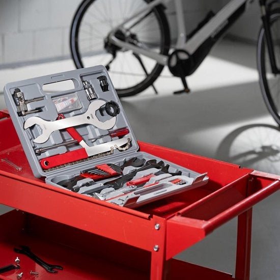 tectake - Fahrrad-Werkzeugsatz - 50-teiliger Werkzeugkoffer - grau - 403284